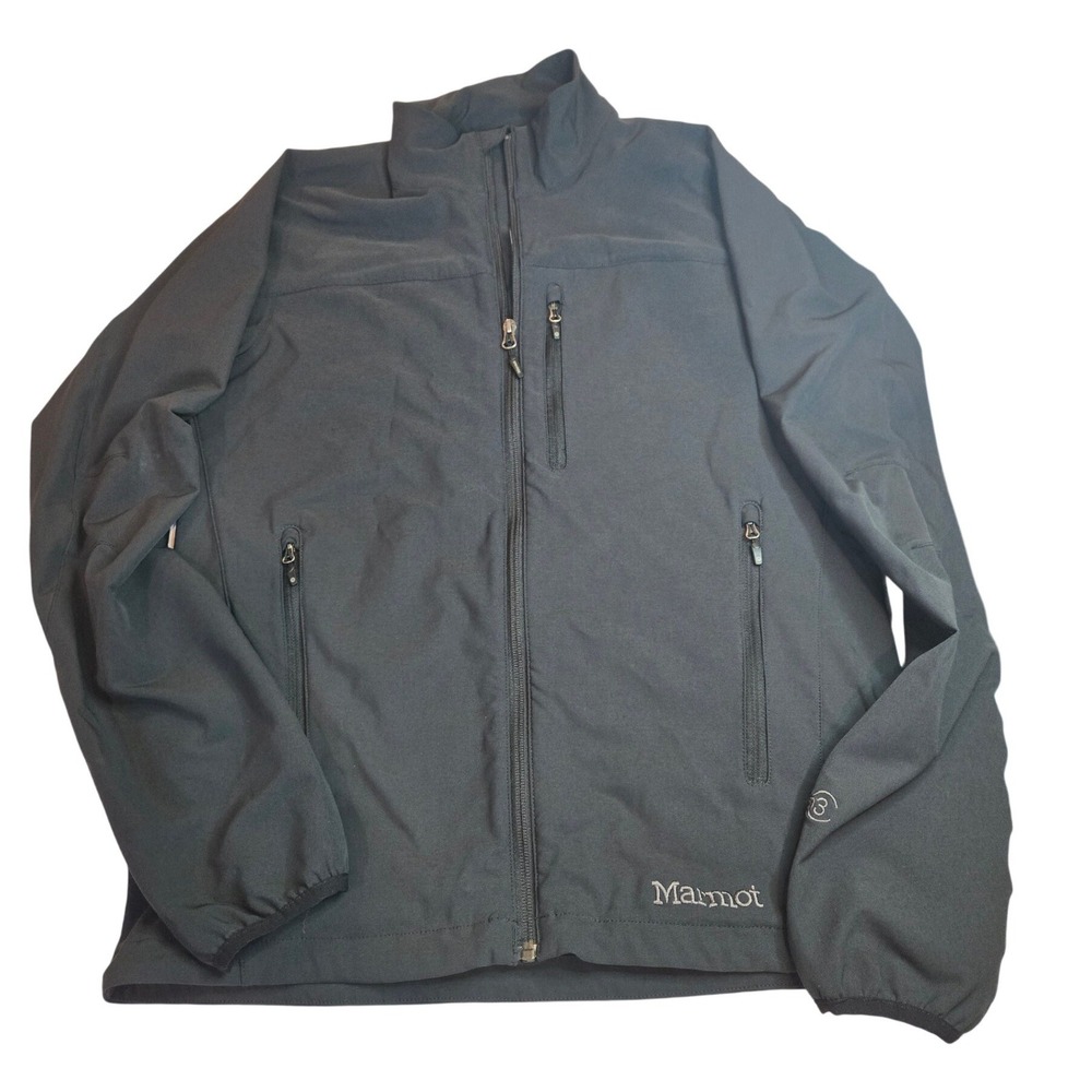 Marmot Mens Black Softshell Full Zip Jacket Mock Neck Outdoor Hiking Size M